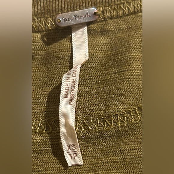 Free People Boho Moss Green Top Long Sleeve Embroidered Size XS - Picture 9 of 10